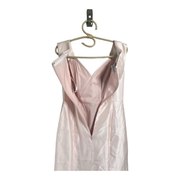 Alfred Sung D760 Off-The-Shoulder Satin Gown in Blush with Slit Size 0 NEW - Picture 8 of 14